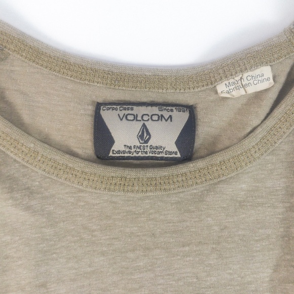 Volcom 3/4 Short Sleeve Unisex Navy & Tan Oversized Tee Women's Size Medium - Picture 2 of 6